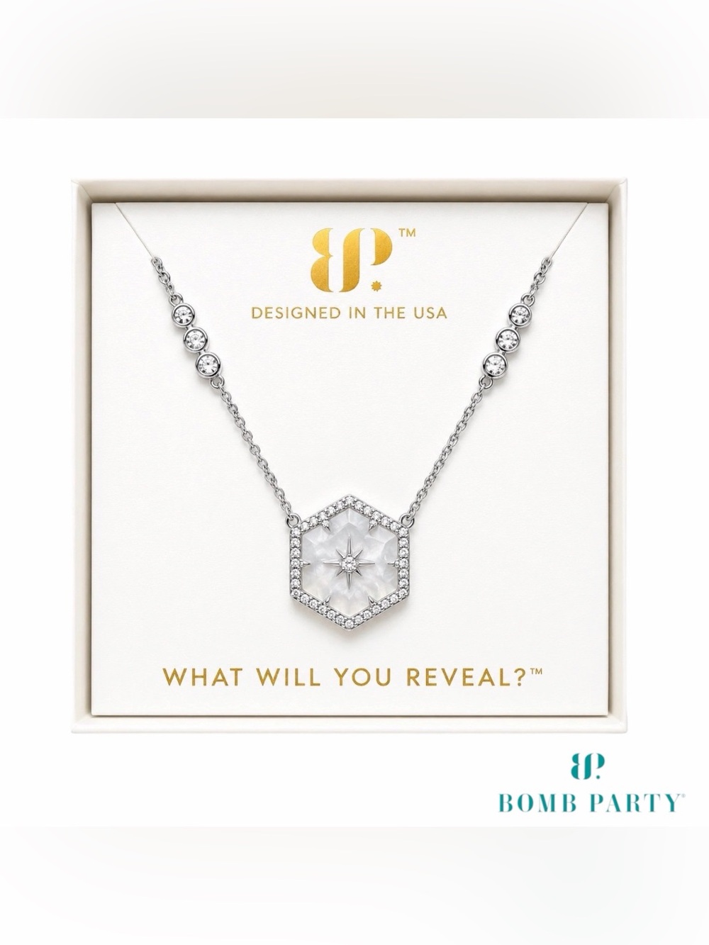 Bomb Party Halo Necklace - Two Hearts, one Memory Necklace Rhodium